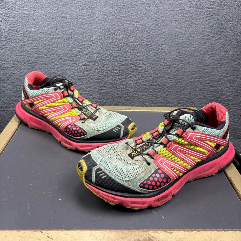 Salomon XR Mission Trail Running Shoes Women's 8.5 UK 7 Eur 42 2/3 Pink Yellow